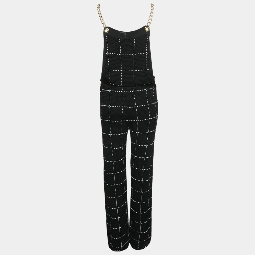 Balmain Black Patterned Knit
Chain Strap Detail Jumpsuit
